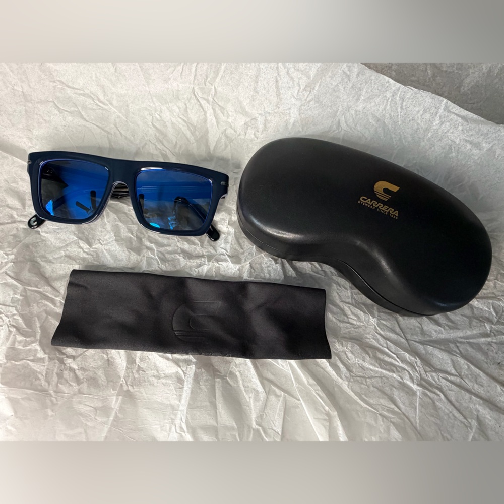 Carrera Men’s Black Frame Sunglasses with Blue Mirrored Lenses 305/S